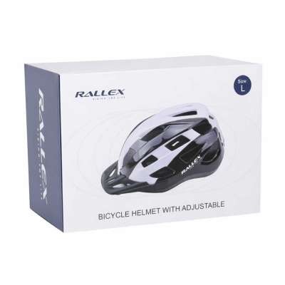 RALLEX Women's bicycle helmet men's adjustable black and white L 58-62cm