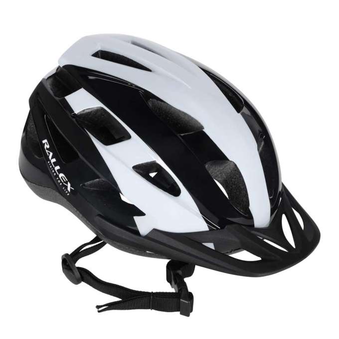 RALLEX Women's bicycle helmet men's adjustable black and white M 54-58cm