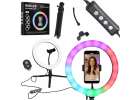 RGB LED selfie ring light on tripod 1