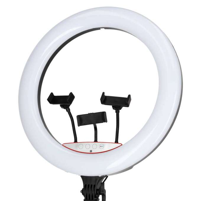 RGB LED selfie ring light on tripod 3 handles