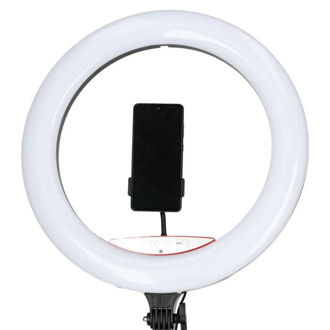 RGB LED selfie ring light on tripod 3 handles