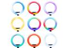 RGB LED selfie ring light on tripod 3 handles 15
