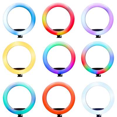 RGB LED selfie ring light on tripod 3 handles