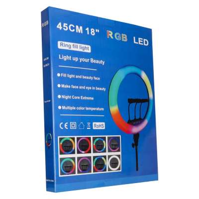 RGB LED selfie ring light on tripod 3 handles