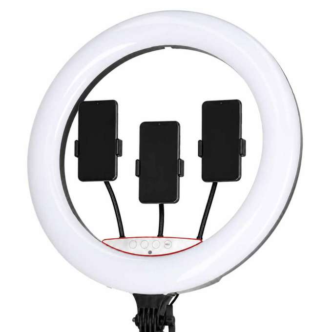 RGB LED selfie ring light on tripod 3 handles