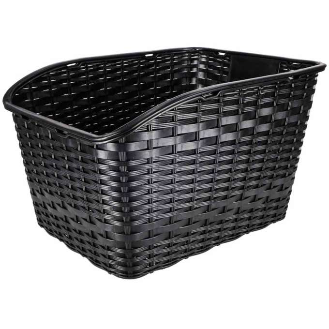 Rattan rear rack bicycle basket with reflector