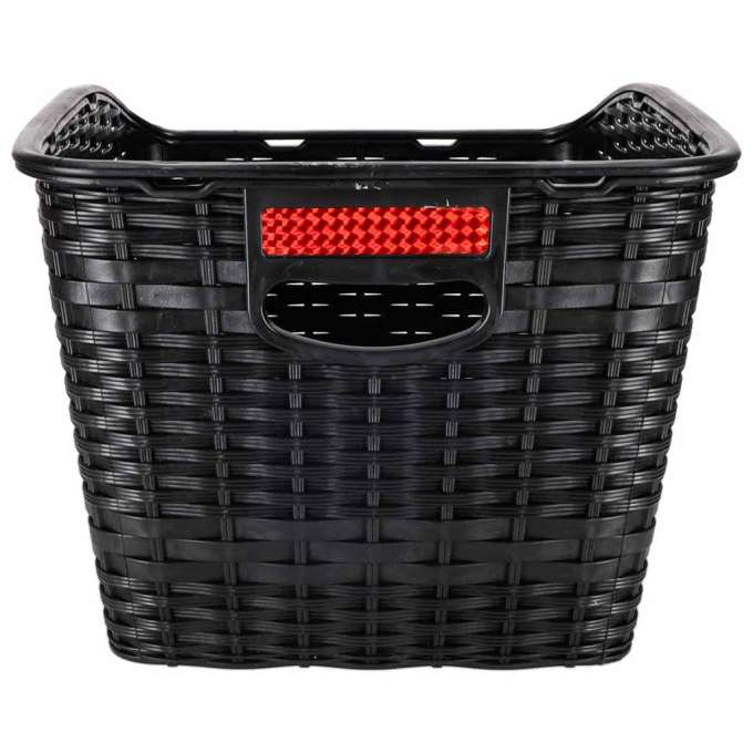 Rattan rear rack bicycle basket with reflector