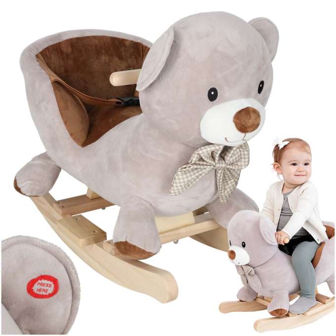 Rocking teddy bear plush rocker with soft seat