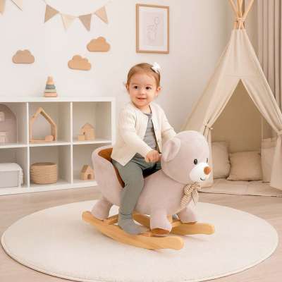 Rocking teddy bear plush rocker with soft seat