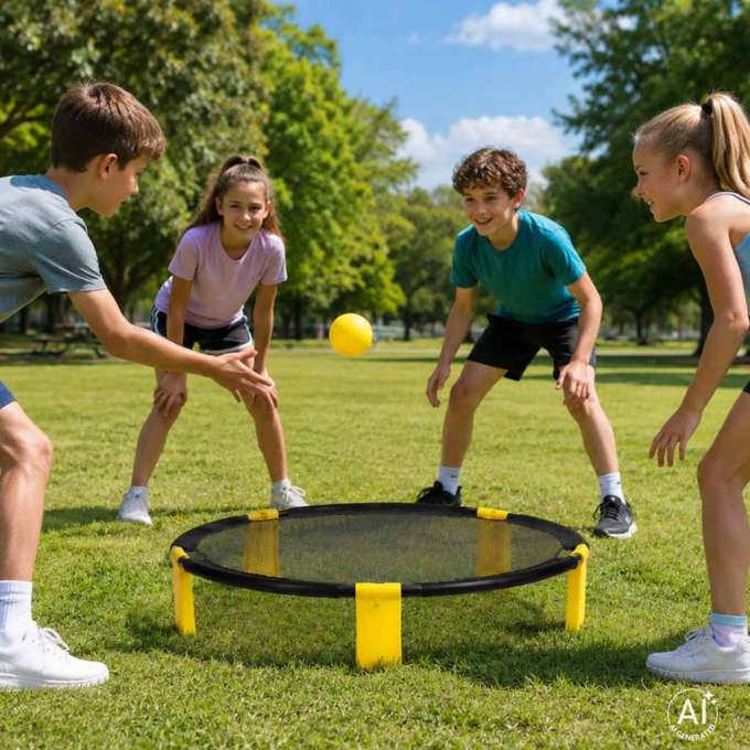 Roundnet team arcade game set round net 2 balls
