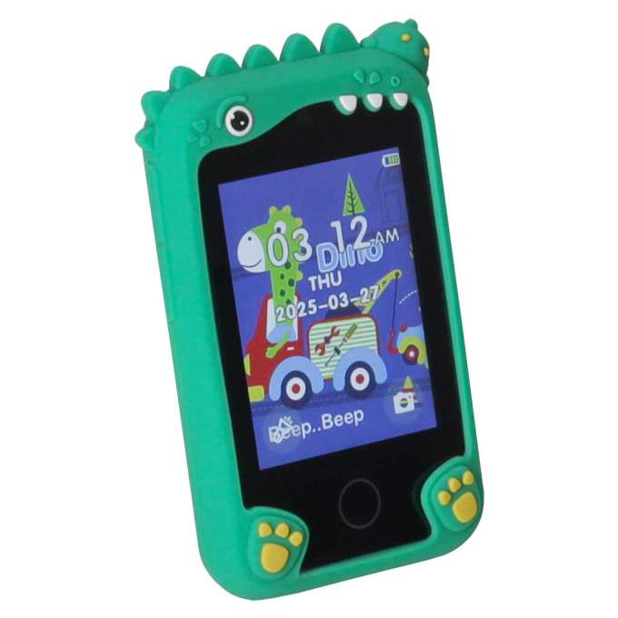 Smartphone for kids with camera 8GB memory card green dinosaur