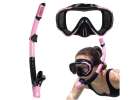 Snorkel mask goggles snorkel tube set pink and black 1