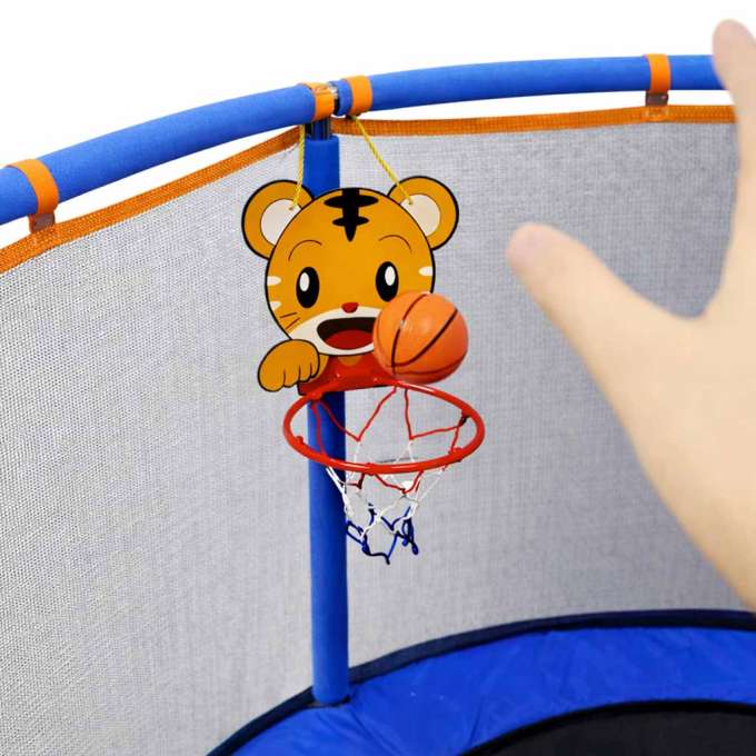 Trampolina dla dzieci ogrodowa siatka piłki koszykówka 155cm niebieska