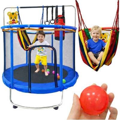Trampoline for children garden ball net basketball 155cm blue