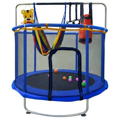 Trampoline for children garden ball net basketball 155cm blue