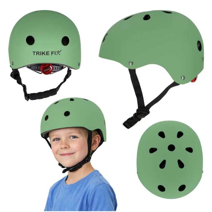 Trike Fix children's bike helmet adjustable LED S 48-54cm dark green