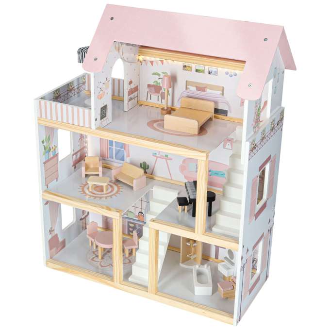 Wooden dolls' house furniture 80cm pink LED