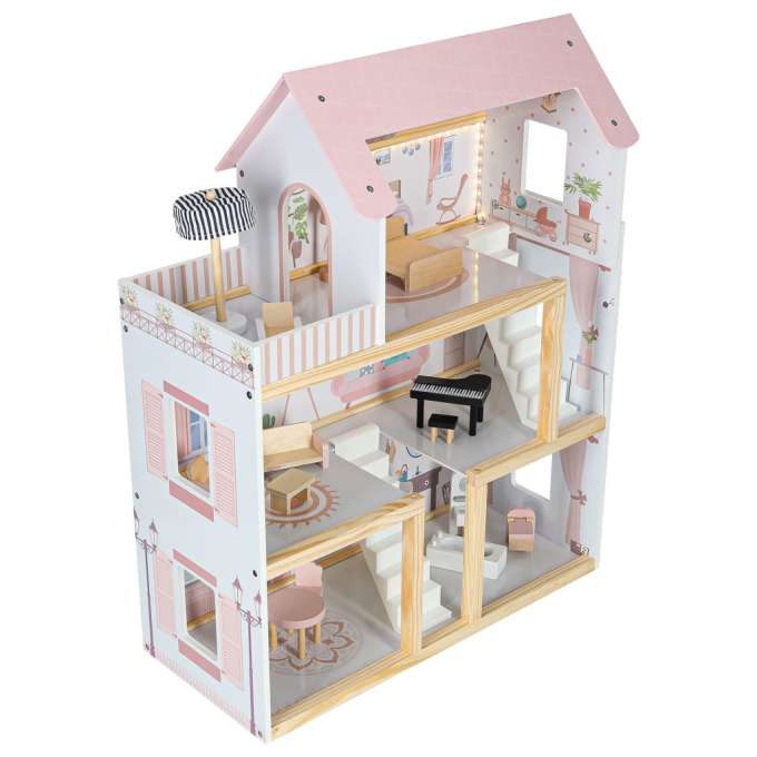 Wooden dolls' house furniture 80cm pink LED