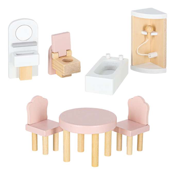 Wooden dolls' house furniture 80cm pink LED