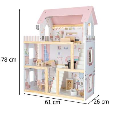 Wooden dolls' house furniture 80cm pink LED