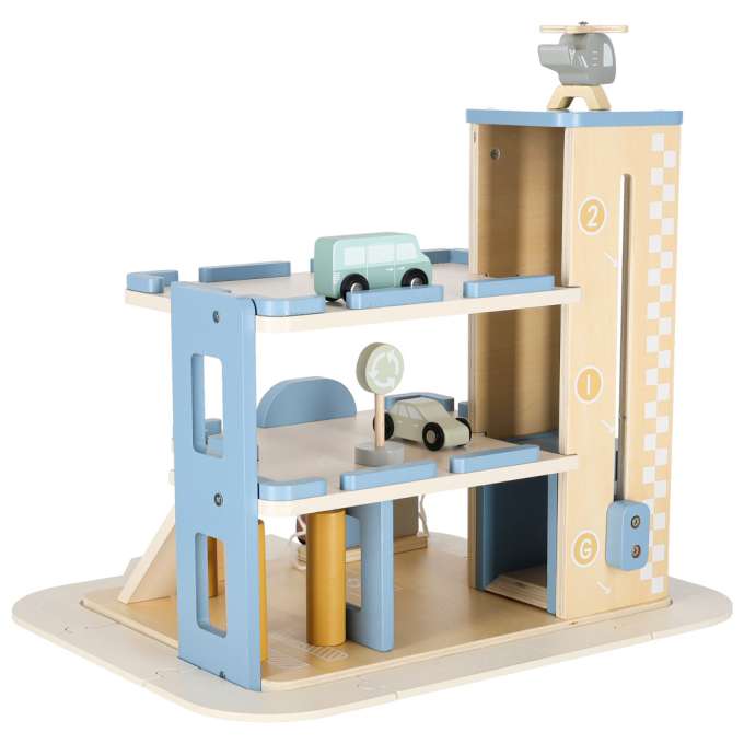 Wooden garage car parking double-decker gas station