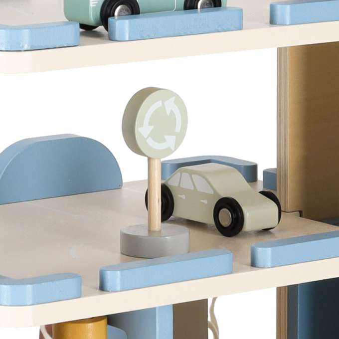 Wooden garage car parking double-decker gas station