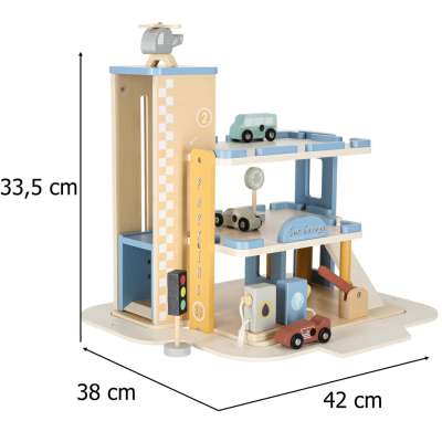 Wooden garage car parking double-decker gas station