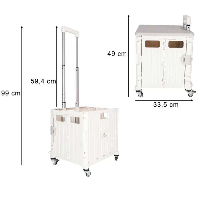 Wózek transportowy na zakupy LUARO składany 4 kółka pokrywka biały