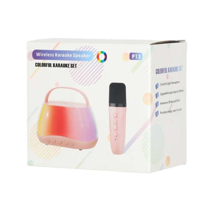 Zestaw do karaoke głośnik Bluetooth LED RGB 2 mikrofony USB
