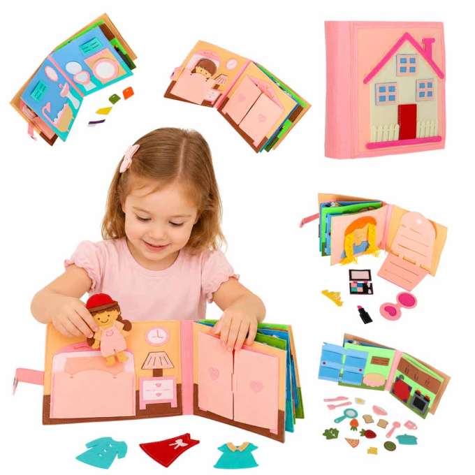 3D Felt Sensory Educational Activity Book with Moving Parts A House