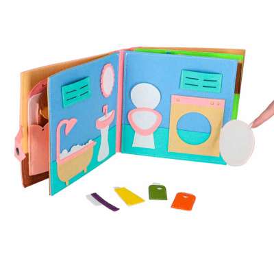 3D Felt Sensory Educational Activity Book with Moving Parts A House