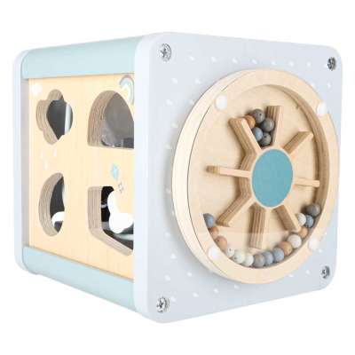 5-in-1 Wooden Educational Manipulative Motor Skills Cube Blue