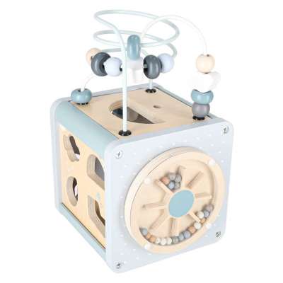 5-in-1 Wooden Educational Manipulative Motor Skills Cube Blue