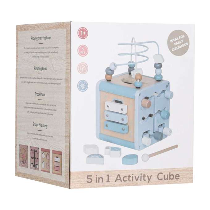 5-in-1 Wooden Educational Manipulative Motor Skills Cube pink