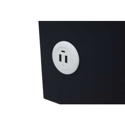 Bedside cabinet hanging with drawers LED lighting a USB charging port and a Bluetooth speaker black