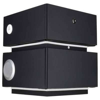 Bedside cabinet hanging with drawers LED lighting a USB charging port and a Bluetooth speaker black