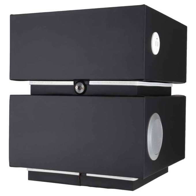 Bedside cabinet hanging with drawers LED lighting a USB charging port and a Bluetooth speaker black