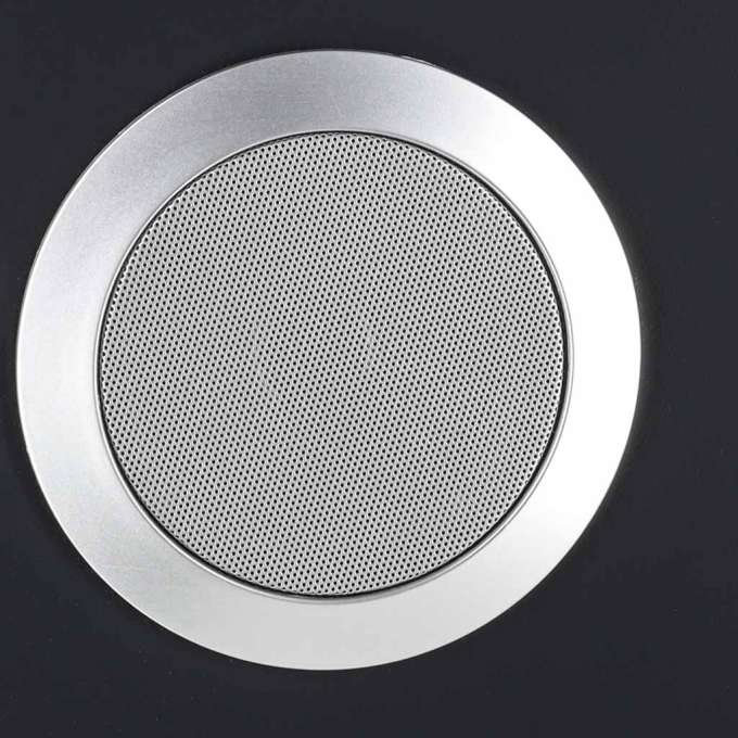 Bedside cabinet hanging with drawers LED lighting a USB charging port and a Bluetooth speaker black