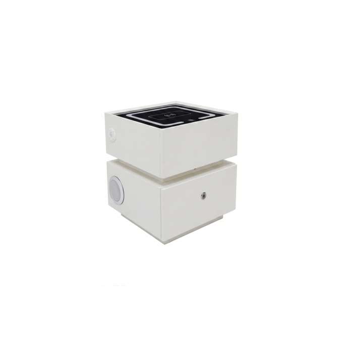 Bedside cabinet hanging with drawers LED lighting a USB charging port and a Bluetooth speaker ecru