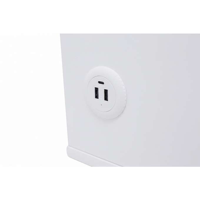 Bedside cabinet hanging with drawers LED lighting a USB charging port and a Bluetooth speaker ecru