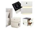 Bedside cabinet hanging with drawers LED lighting a USB charging port and a Bluetooth speaker ecru 1