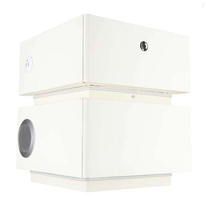 Bedside cabinet hanging with drawers LED lighting a USB charging port and a Bluetooth speaker ecru