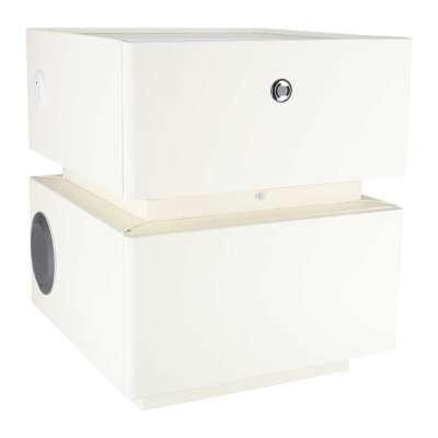 Bedside cabinet hanging with drawers LED lighting a USB charging port and a Bluetooth speaker ecru
