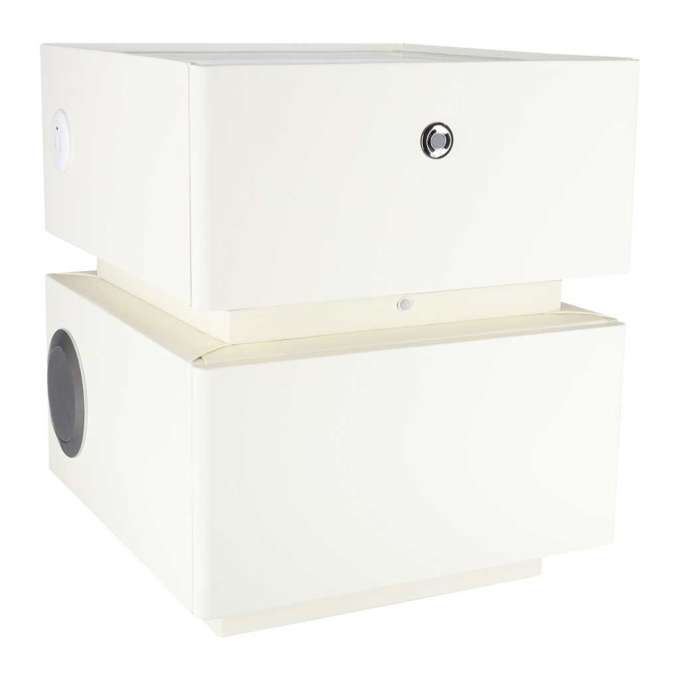 Bedside cabinet hanging with drawers LED lighting a USB charging port and a Bluetooth speaker ecru