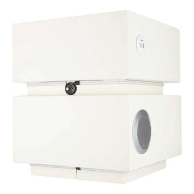 Bedside cabinet hanging with drawers LED lighting a USB charging port and a Bluetooth speaker ecru