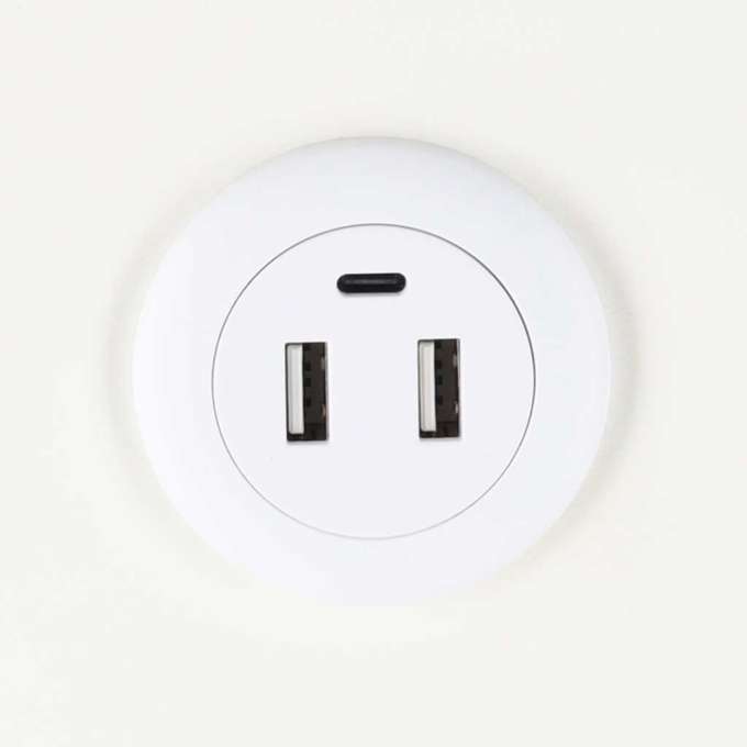 Bedside cabinet hanging with drawers LED lighting a USB charging port and a Bluetooth speaker ecru