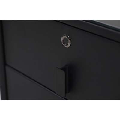 Bedside table with drawers LED lighting USB charging Bluetooth speaker black