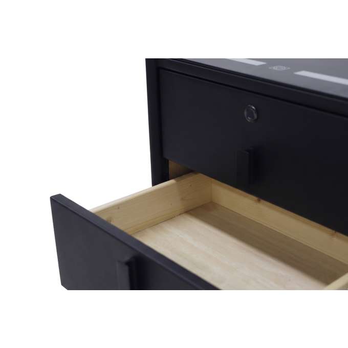 Bedside table with drawers LED lighting USB charging Bluetooth speaker black