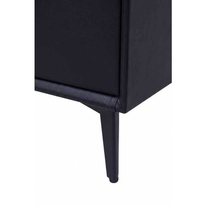 Bedside table with drawers LED lighting USB charging Bluetooth speaker black