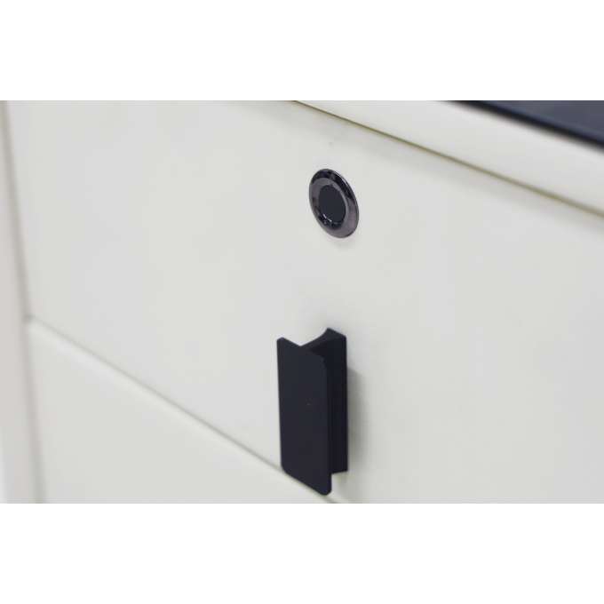 Bedside table with drawers LED lighting USB charging Bluetooth speaker ecru